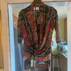Bongo pantsuit, size large, spandex, multicolors.